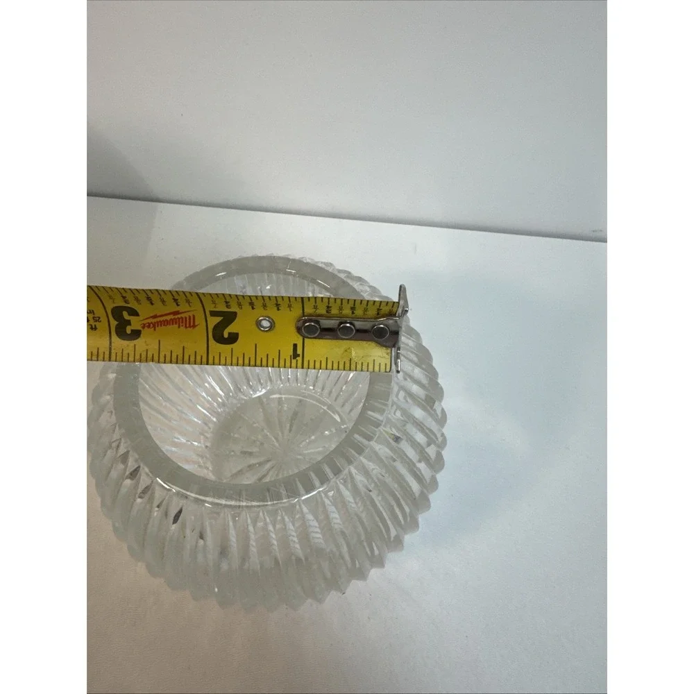 Wheel-cut crystal vertical lines votive candle holder bowl 4 1/2